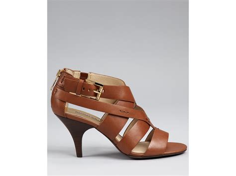 michael kors brown strappy heels|michael kors black kitten heels.